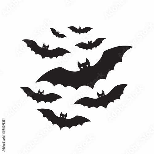 ハロウィン向けコウモリのシンプルシルエット
