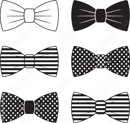Black and white bow ties with polka dot and stripe patterns accessory fashion