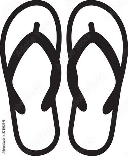 Black flip flops simple graphic design footwear summer