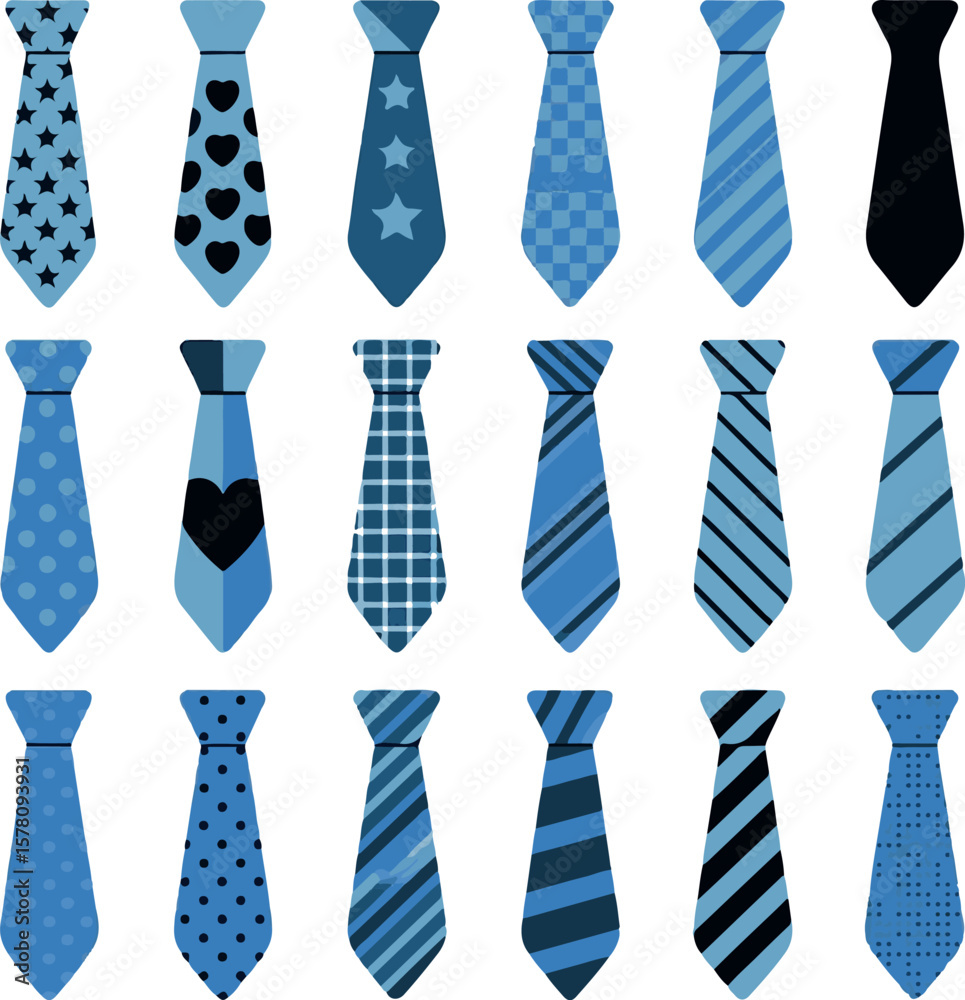 Blue ties with patterns and solid black tie neckties fashion
