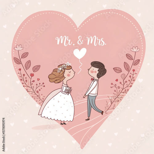 Schilderij op canvas Happy couple card