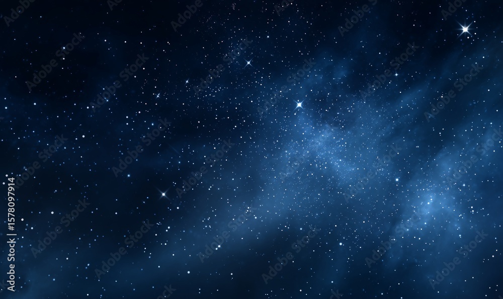 Fototapeta premium Dark Blue Night Sky with Sparkling Stars and Nebula