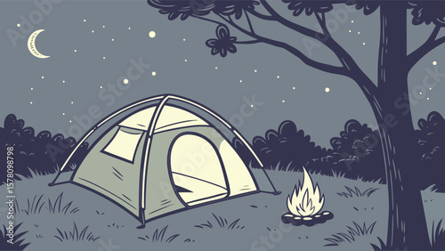 Camping Tent Under Stars