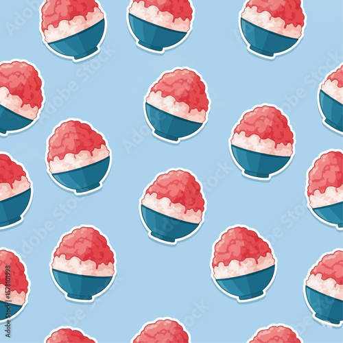 seamless pattern with Japanese shaved ice dessert