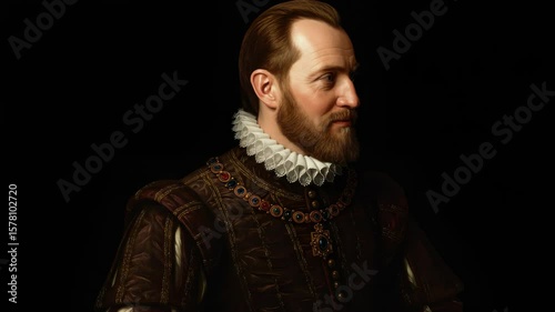 Renaissance Portrait: Animated Historical Figure with Noble Bearing and Subtle Movements