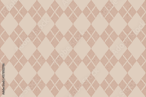 Geometric diamonds repeat in a soft beige and terracotta color palette, forming an abstract textured pattern suitable for backgrounds.