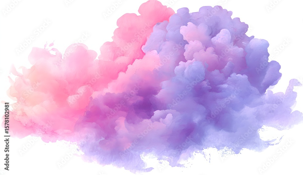 Fototapeta premium Pink and purple dreamy smoke cloud isolated on white background