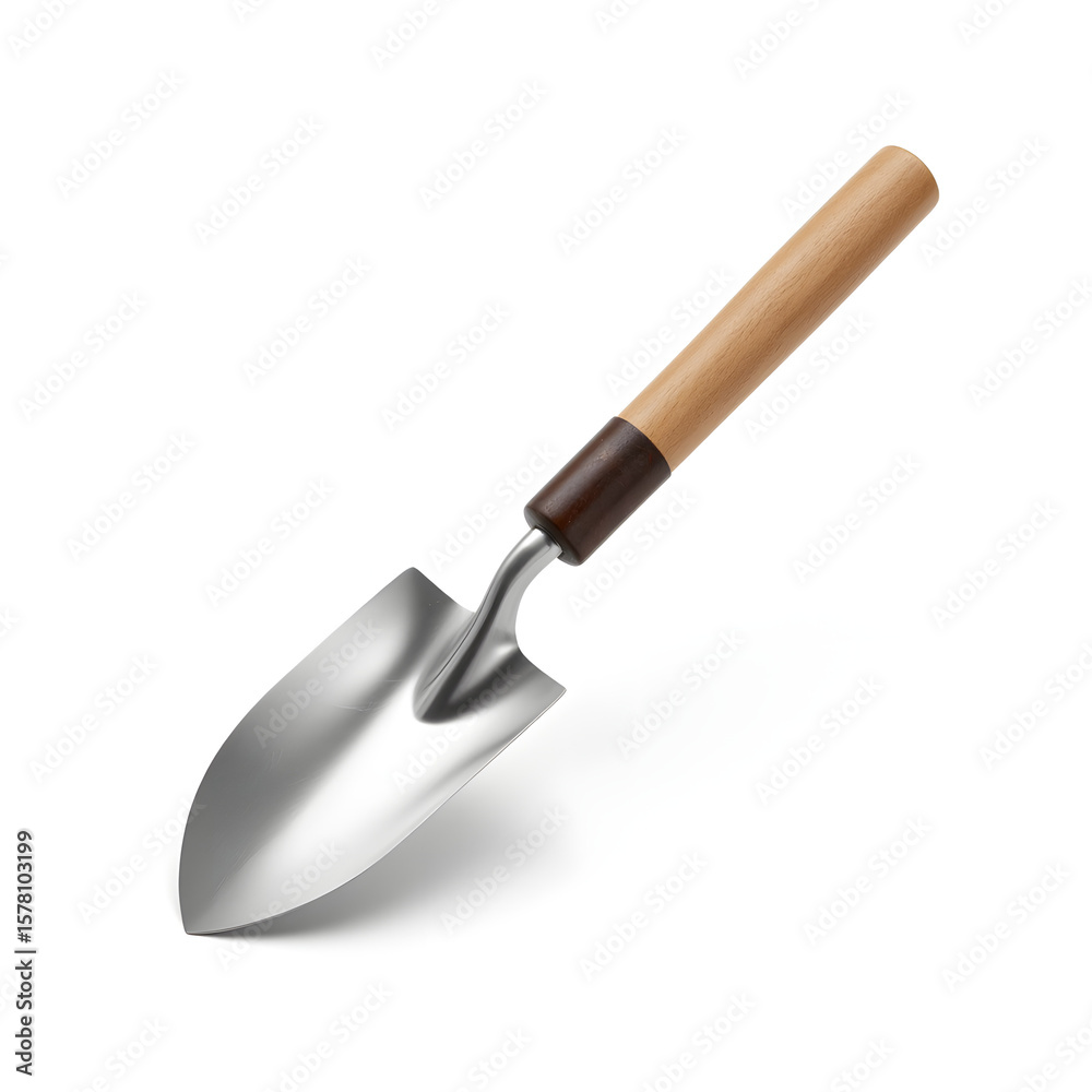 Gardening trowel, isolated on transparent background, polished metal blade, wooden handle, soft studio lighting, hyper-realistic, 8k resolution Gardening trowel, isolated on transparent background, polished metal blade, wooden handle, soft studio lighting, hyper-realistic, 8k resolution