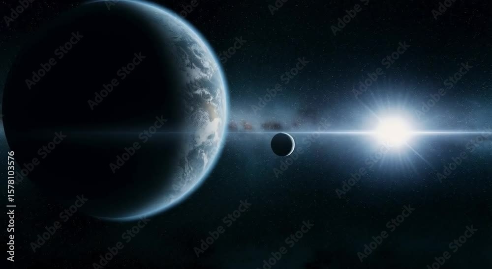 Cosmic Wonders: Planets and Stars in a Mystical Space Scene