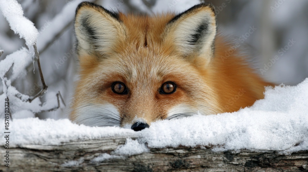 Obraz premium Red fox in winter snow