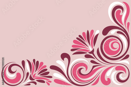 Elegant floral corner flourish with pink and white, ideal for cards, invitations, or background designs needing a delicate touch.