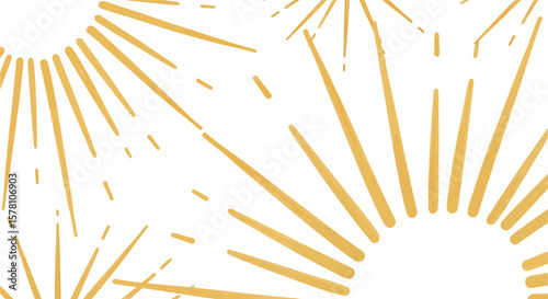 Abstract illustration featuring stylized sunbursts, radiating light across a white background.