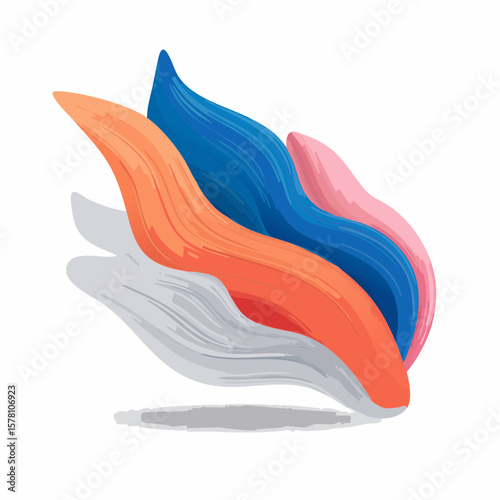 A modern abstract flat vector illustration featuring bold, expressive brushstrokes in vibrant neon red, pink, and electric blue. Ideal for artistic wallpaper, digital decor, or emotional visual story