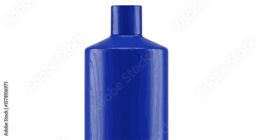 A cobalt blue bottle with a cylindrical body and a narrow neck, isolated on a white background.