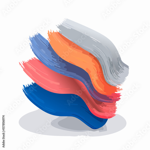 A modern abstract flat vector illustration featuring bold, expressive brushstrokes in vibrant neon red, pink, and electric blue. Ideal for artistic wallpaper, digital decor, or emotional visual story