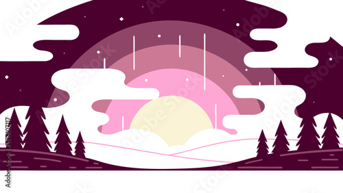 Aurora Borealis Northern Lights Vector Illustration
