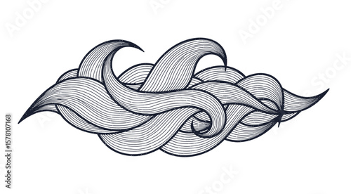Abstract design of flowing, wavy lines resembling hair or water.