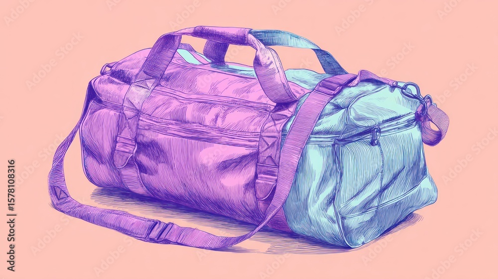 Fototapeta premium Colorful duffel bag illustration