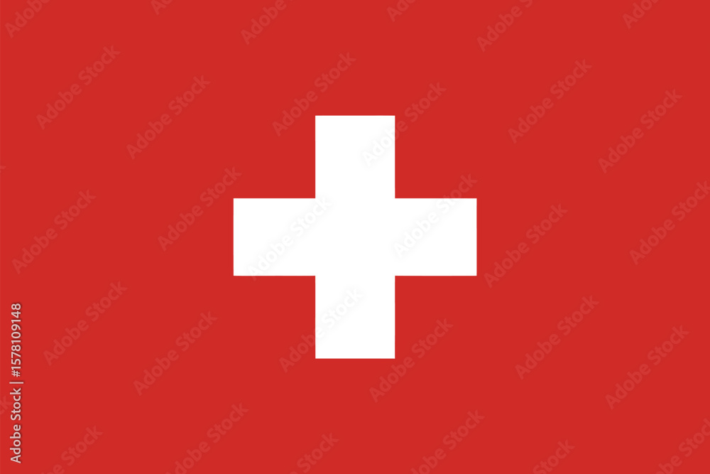 Obraz premium The national flag of Switzerland flutters proudly, displaying its red field and bold white cross emblem, a symbol of neutrality.