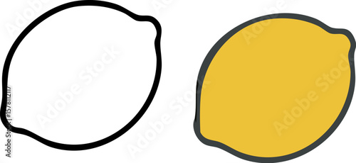 Simple Line Art Illustration of a Lemon