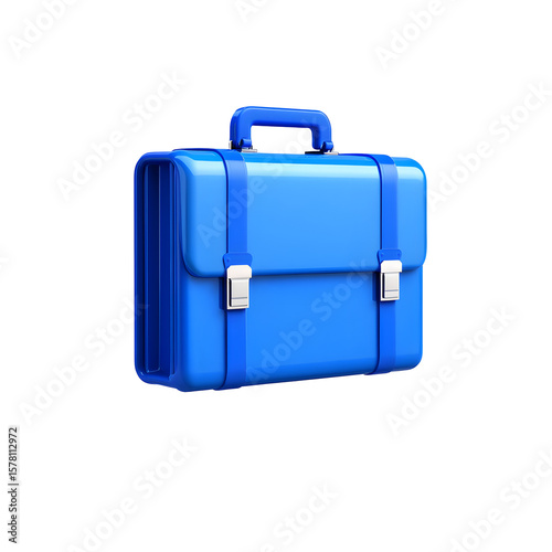 Vintage leather suitcase with handle and metal lock isolated on white background