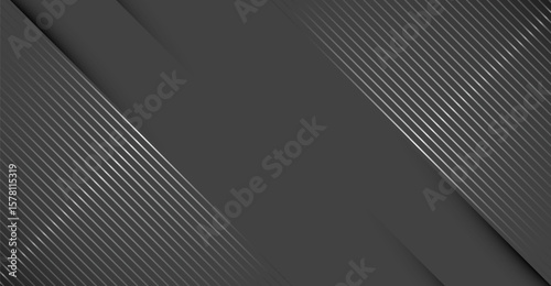 Stylish gray gradient background featuring multiple angled lines and planes creates a sophisticated and contemporary visual with metallic accent lines, emphasizing depth and dimension