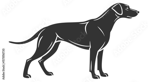 Dog Silhouette – Standing Side View Vector Illustration