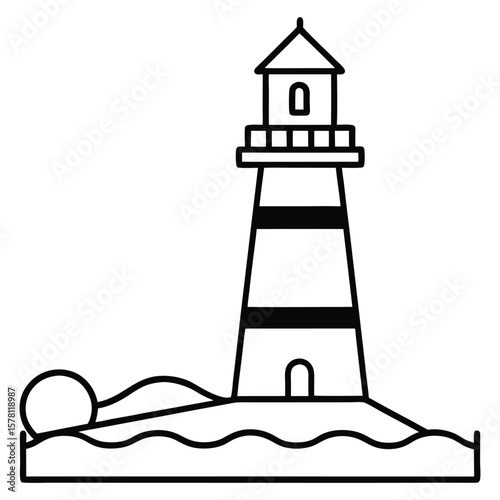 Lighthouse Vector Illustration, Flat Design Lighthouse Architecture  Summer Countryside Themes						
		