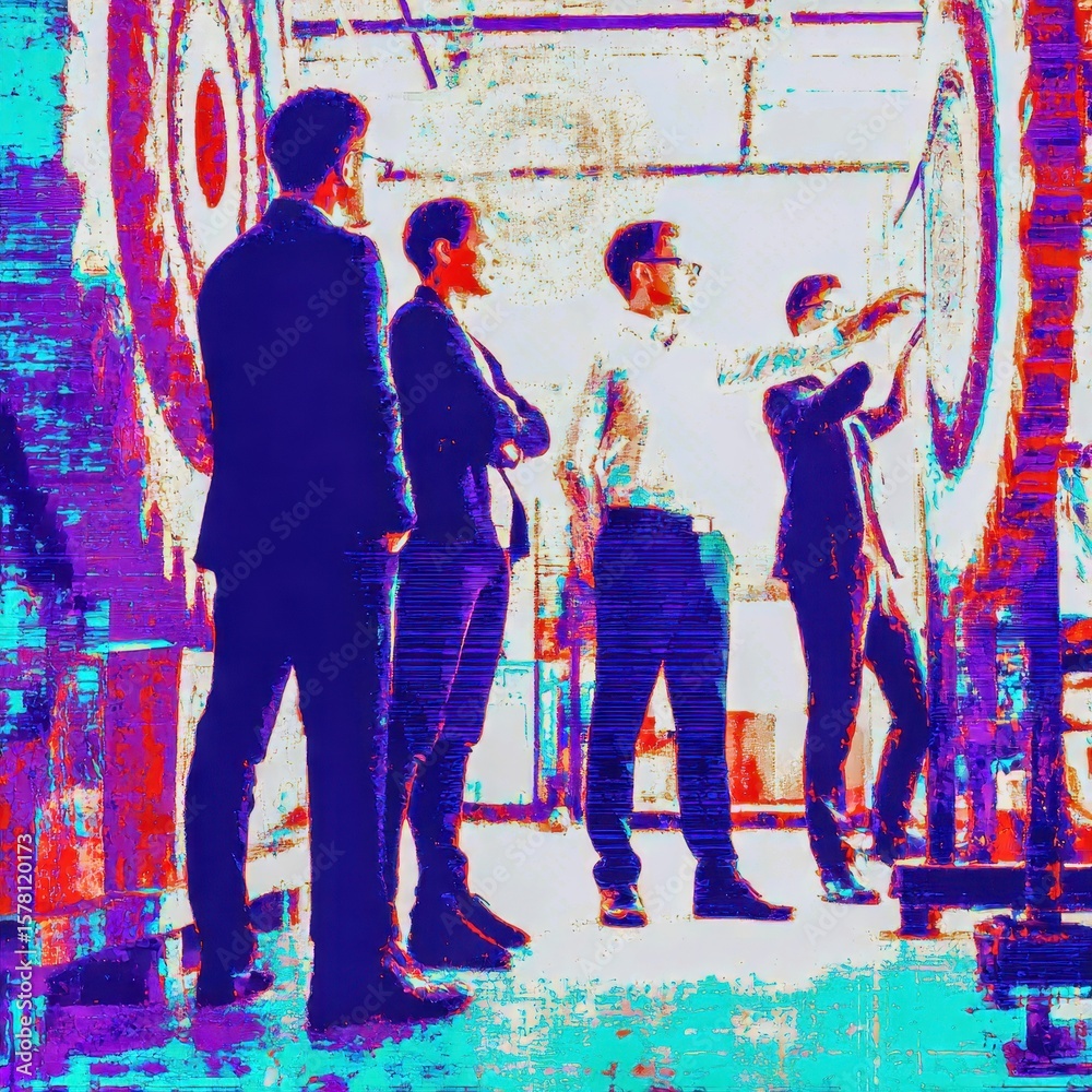 Naklejka premium corporate team evaluating machine learning models high contrast vibrant look