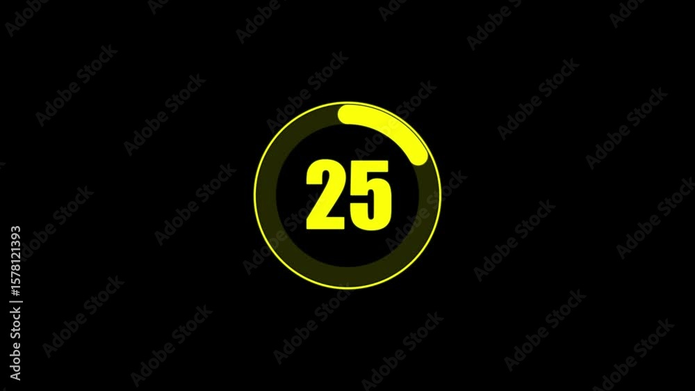 Abstract Circle countdown timer 30 seconds, animation from 30 to 0 seconds, Countdown Timer on black Background, countdown or special offers on promotional materials.