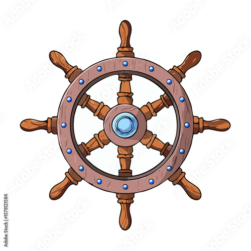 Ships wheel illustration suitable for nauticalthemed designs. Perfect for boating, travel, adventure, or maritime concepts in design projects.