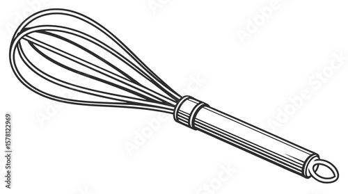 Kitchen Whisk Black and White Vector Illustration