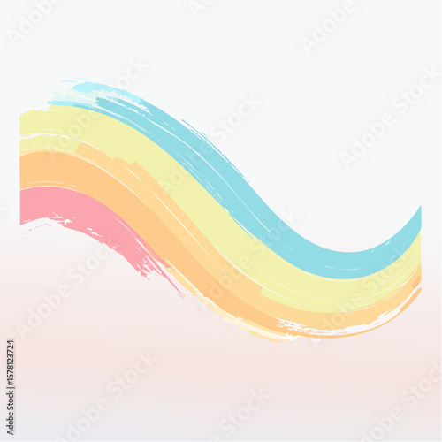 Vector brush stroke in bold pastel ink, dynamic and textured paintbrush effect, curved brush