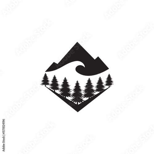 Mountain and forest vector template climber simple logo idea