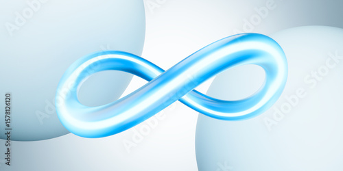 3D Blue Infinity Symbol with Spheres