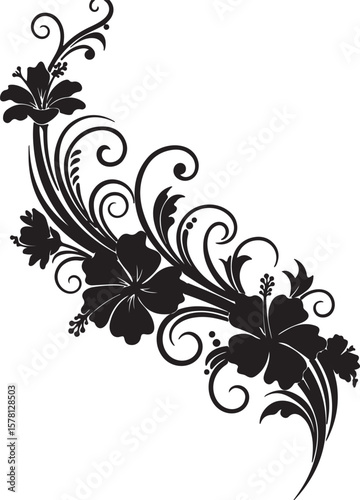 Decorative Black Floral Ornament Vector Set – Vintage Swirl Elements for Design Adobe Illustrator Artwork