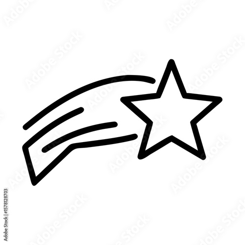 A vector image showcases a minimalist illustration of a shooting star, elegantly tracing a celestial path across the night sky. This graphic captures the magic of dreams and wishes.