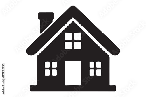 Simple house icon silhouette black vector art illustration.