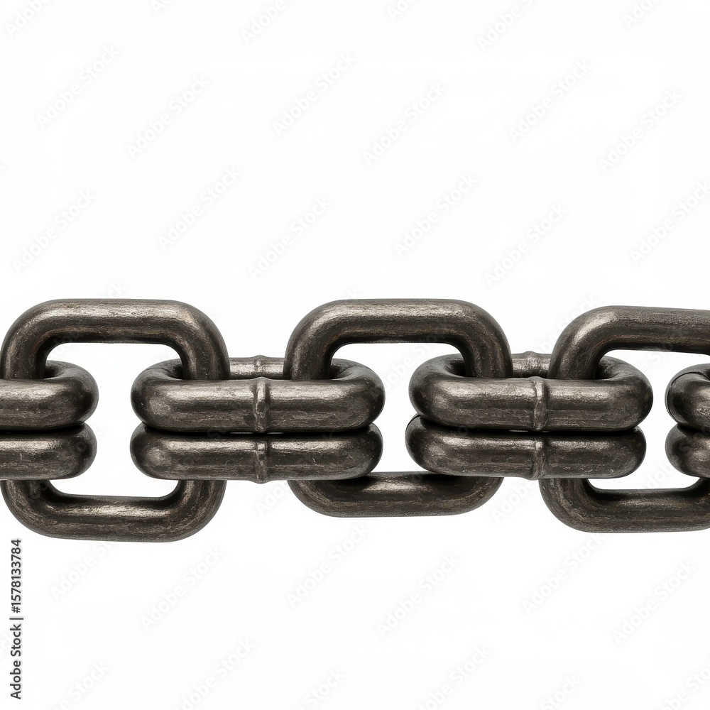 Obraz premium Dark Metallic Chain Links Isolated on White Background for Design