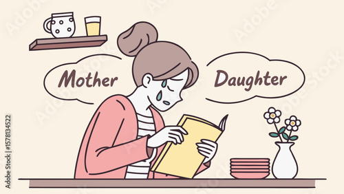 Mother crying while reading a letter from her daughter
