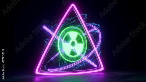 Abstract glowing neon light formation with swirling patterns against a dark background
