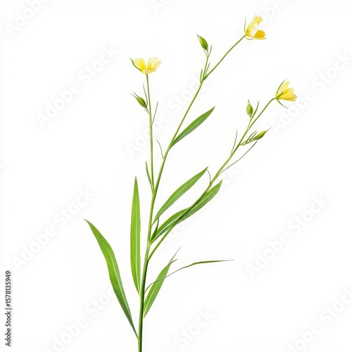 dichapetalum cymosum tambookie grass thin green leaves and yellowish flowers isolated on white transparent background