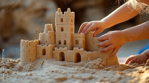 Child building sandcastle
