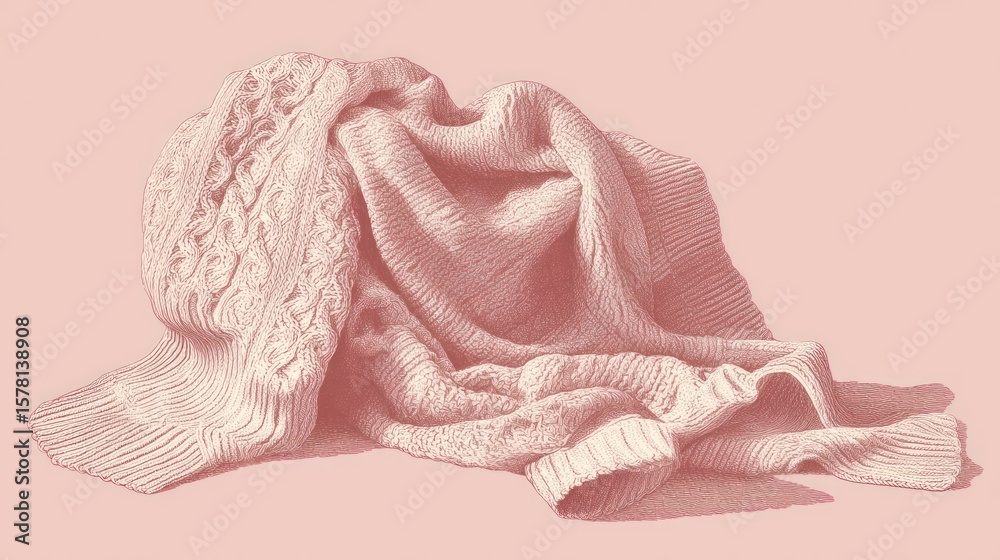 Obraz premium Folded Knitted Throw on Pink