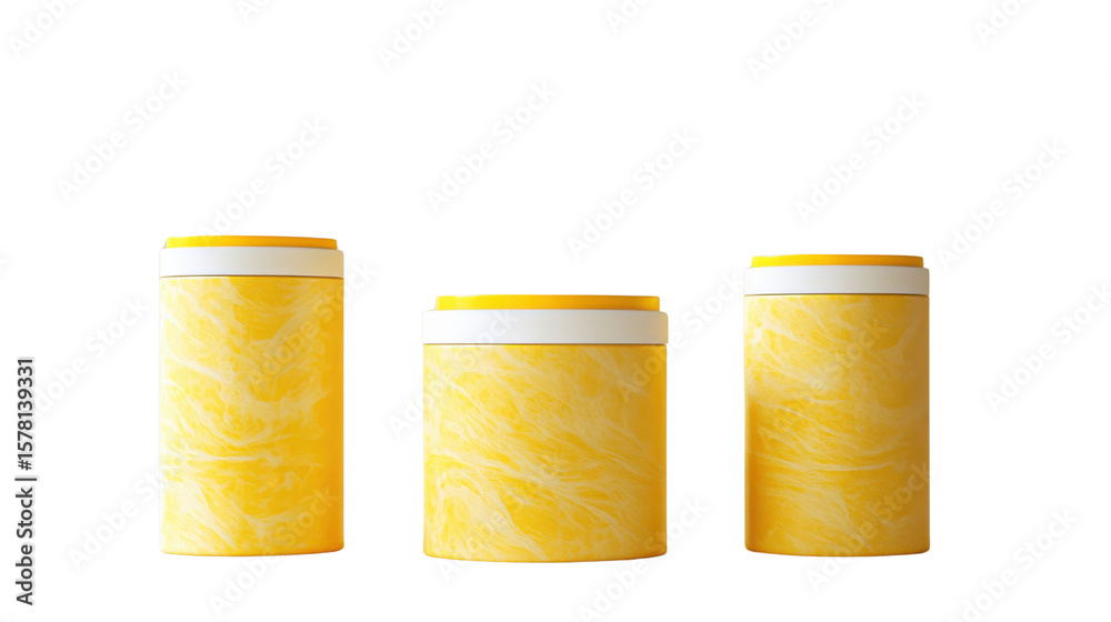 yellow cylinder podiums on white background yellow cylinder podiums on white background