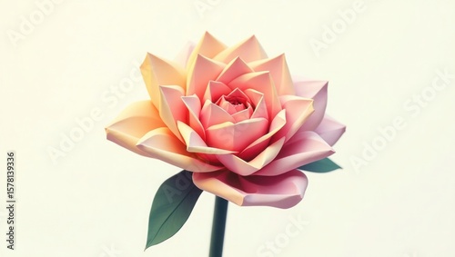 Pink Peach Rose Flower Soft Pastel Colors 3 D Render
