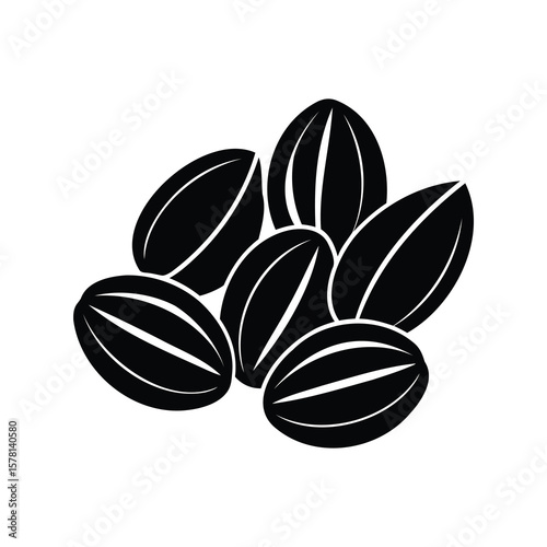 Stylized Black and White Illustration of a Heap of Coffee Beans