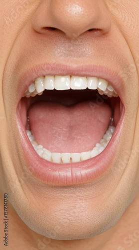 Wide Open Mouth Reveals Tonsils and Teeth, Showcasing Importance of Oral Health, Vibrant Smile, and Expression of Joy for Overall Well Being