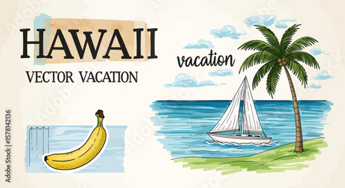 Hawaii Vacation Vector Graphic