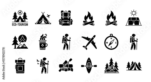 Outdoor Adventure Icons Set